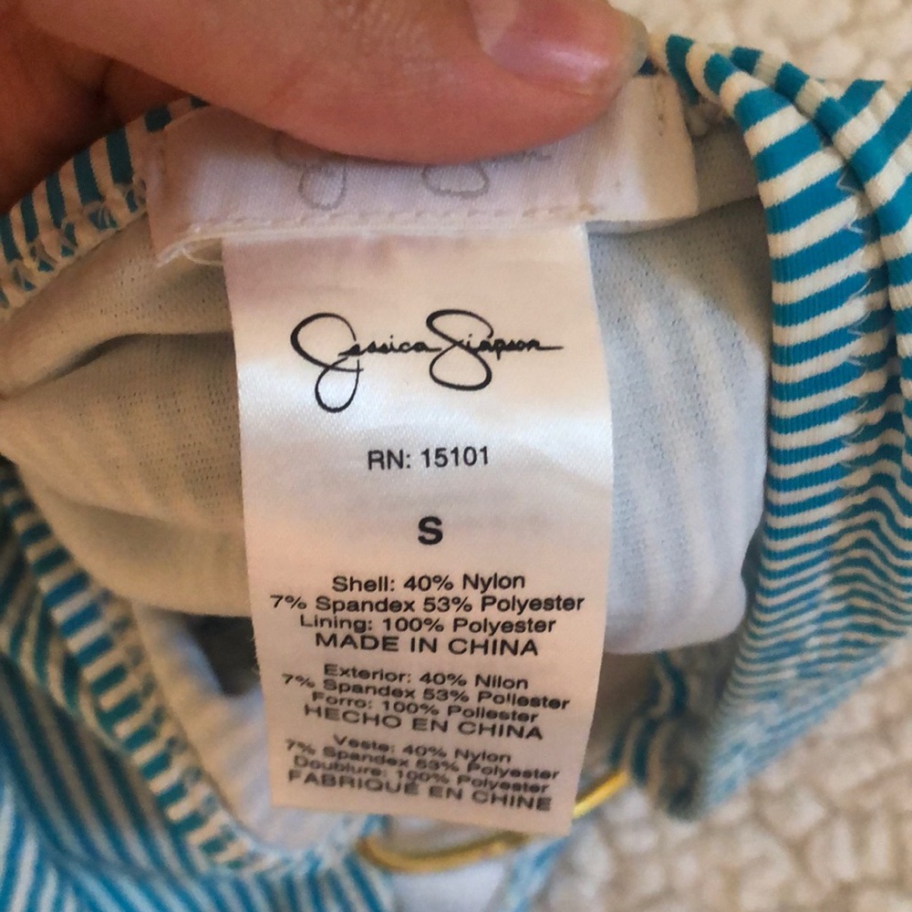 White/Blue Stripe Bikini Set Small Both - image 4